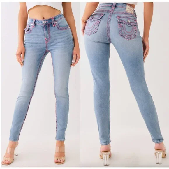TRUE RELIGION JENNIE MID RISE SUPER T SKINNY JEAN size 34 - Picture 15 of 16
